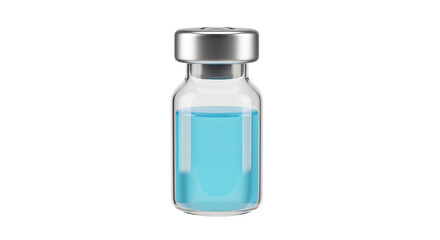 Medical Vial Blue Liquid Vaccine or Research Solution for Science and Medicine Concept
