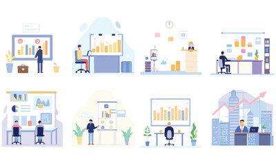 Modern Business & Data Visualization Illustrations – Analytics, SEO, and Strategy Icons