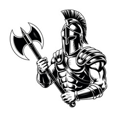 Muscular Warrior In Armor Holding An Axe gladiator