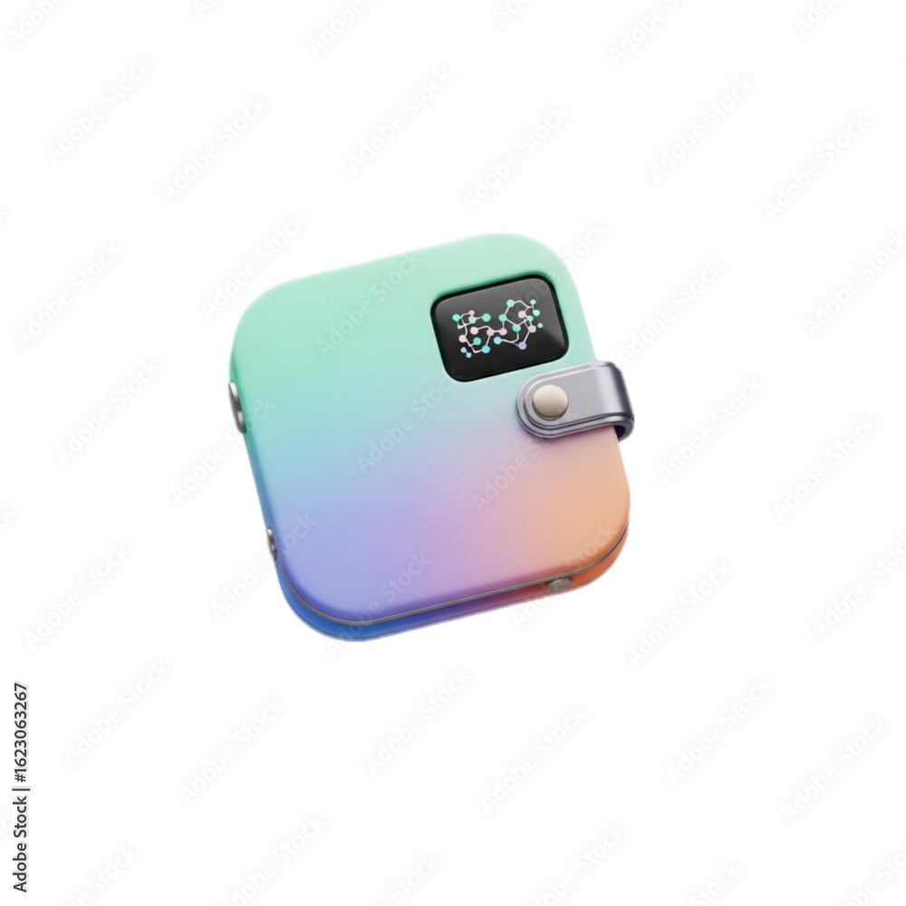 Aufkleber modern digital wallet with a molecule pattern screen isolated on transparent background
