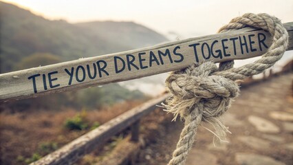 Inspirational Wooden Sign with Motivational Phrase and Nature Background