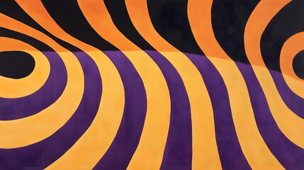 Abstract Swirling Orange Purple Black Stripes Canvas Art