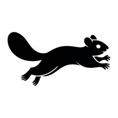 Silhouette of a running squirrel with a bushy tail animal wildlife