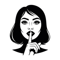 Silhouette of a Woman Whispering a Secret with Finger to Lips female