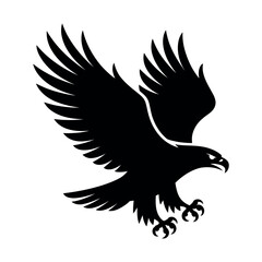 Silhouette of an eagle in flight with wings spread hawk bird of prey