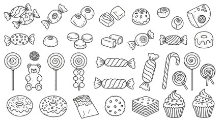  delightful collection of assorted sweet confectionery treats including various candies lollipops cookies cupcakes and donuts creating a tempting assortment of sugary delights for all to enjoy