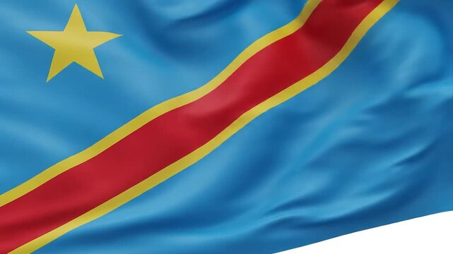 Democratic Republic of the Congo flag waving proudly in the wind, a vibrant national symbol - Powered by Adobe