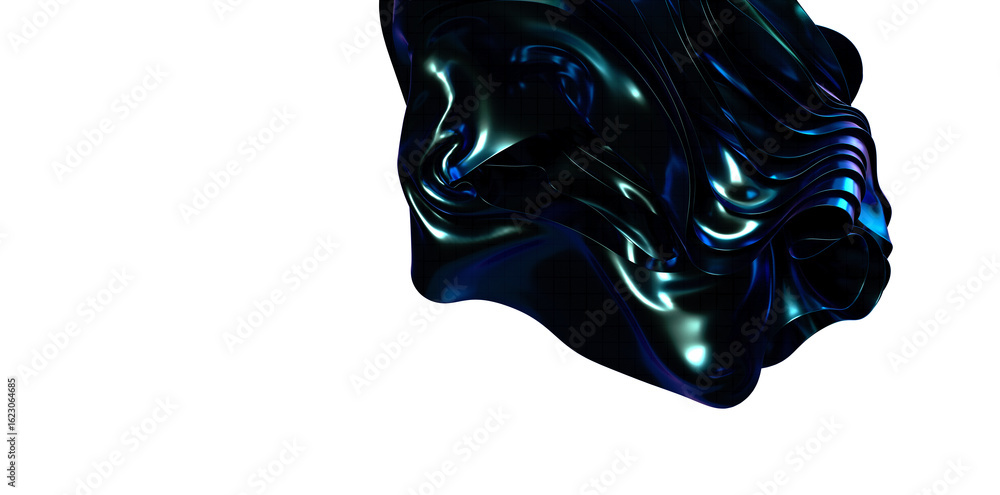 Poster blue wave abstract background 3d rendering flat design style
