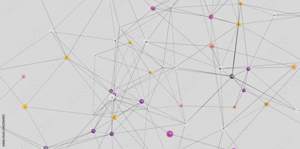 Poster abstract background image of interconnected nodes and lines, representing network, connection, or co