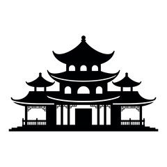 Traditional East Asian pagoda silhouette temple building