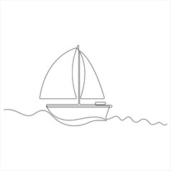Sailboat ship continuous one line drawing vector illustration