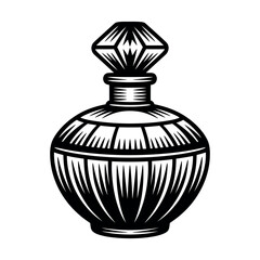 Vintage Ornate Perfume Bottle With Geometric Stopper glass container