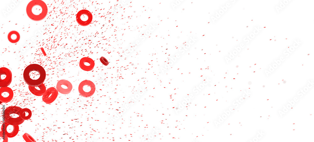 Poster abstract background with red rings and particles. perfect for presentations or websites.