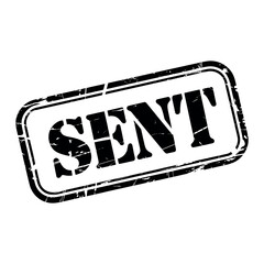 Black Sent Stamp with Grunge Texture on White Background rubber stamp post