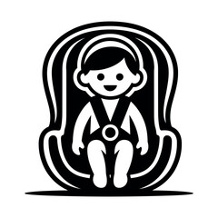 Black Silhouette Icon of a Baby in a Car Seat child safety transportation