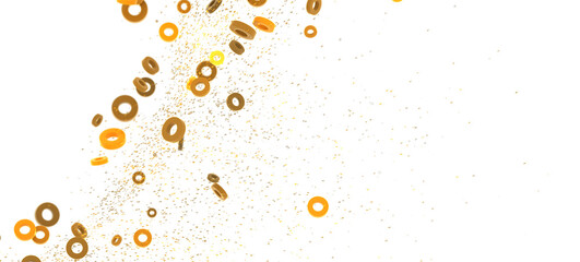 Abstract background with golden rings and sparkles, perfect for celebratory designs.