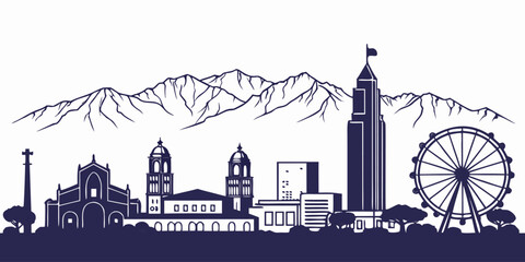 Minimalist Albuquerque Cityscape Featuring Plaza and Scenic Background