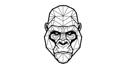 Geometric Gorilla Head: Low-Poly Wildlife Art Illustration
