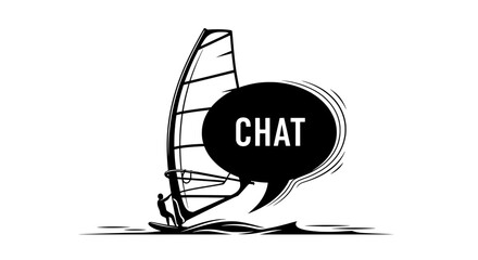 Nautical Chat Interface: Sailboat Speech Bubble Icon
