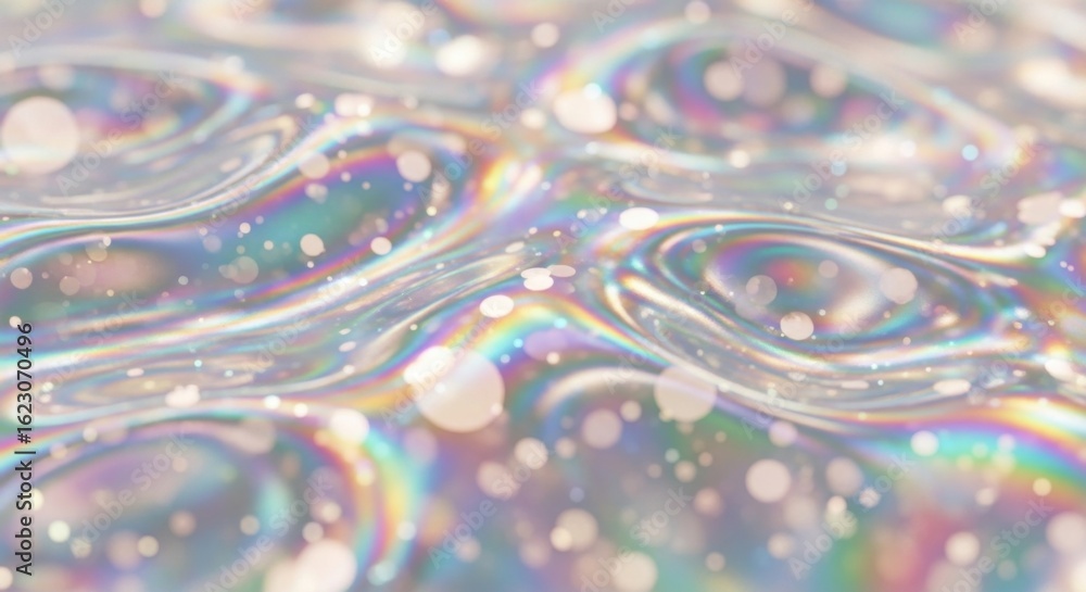 Poster iridescent dreamy texture with holographic glow and bokeh lights for a modern abstract design elemen