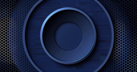 A sleek, circular design with a dark blue theme, featuring a textured background.