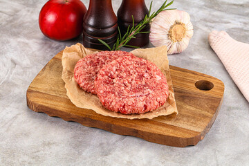 Raw round beef cutlet minced meat