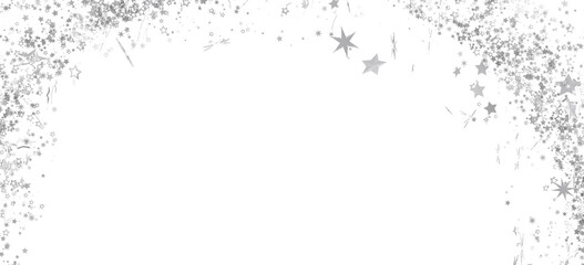 Elegant silver glitter stars border. Perfect for holidays, celebrations, and festive designs.