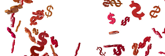 US Dollar sign symbols 3d close up