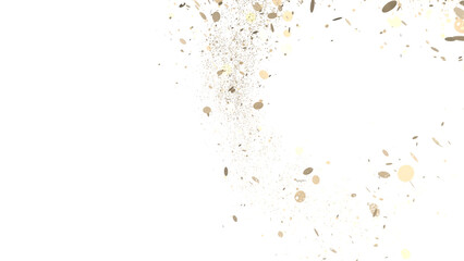 Cascading Splendor: Striking 3D Illustration Showcasing a Dazzling gold Confetti Display