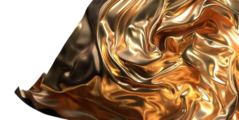 Radiant Drapery: Abstract 3D Gold Cloth Illustration with a Luminous Presence