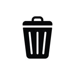 Simple Black Trash Can Icon on White Background Illustration