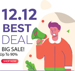 Big sale announcement with up to 90 percent discount