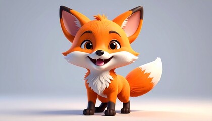 Adorable Cartoon Fox Standing with Smile