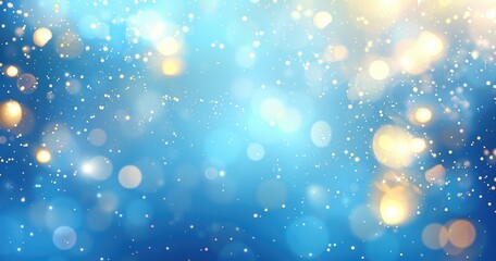 A soft, dreamy background of blue and golden bokeh lights, ideal for designs and presentations.