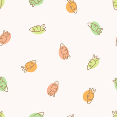 Cute carrot pattern seamless for vegetable background. Carrot vector easter theme for wallpaper, clothing, wrapping, fabric, stationery, and phone cases.