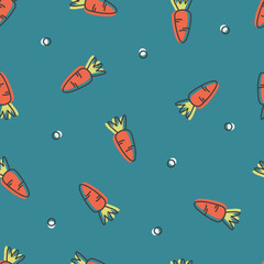 Cute carrot pattern seamless for vegetable background. Carrot vector easter theme for wallpaper, clothing, wrapping, fabric, stationery, and phone cases.