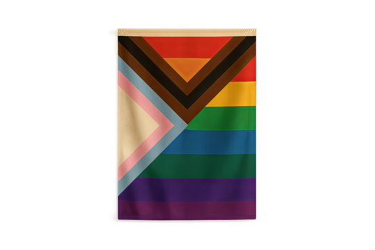 Vertical inclusive flag icon with folded fabric effect on transparent background
