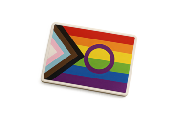 Tilted inclusive flag icon with intersex circle on transparent background