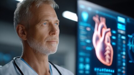 Real-time patient monitoring by doctor co hospital room healthcare scene clinical environment professional viewpoint advanced medical technology