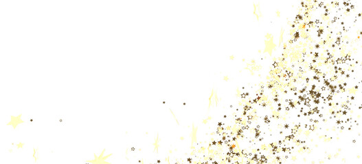 Sparkling gold stars on white. Festive, celebratory, elegant background.