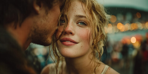Portrait of a young couple in love.