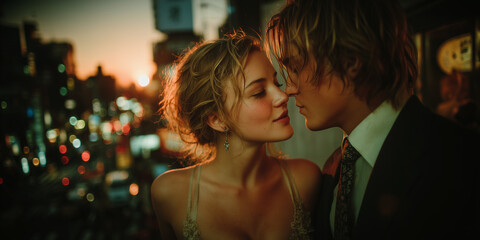Portrait of a young couple in love.