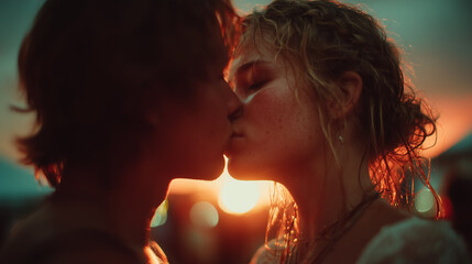 Portrait of a young couple in love.