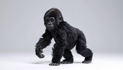 Adorable Baby Gorilla on White Background
