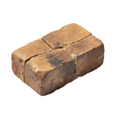 Old weathered clay brick block isolated on transparent background