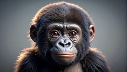 Baby Chimpanzee Portrait with Soft Light