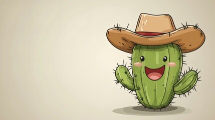 Cheerful cactus wearing a cowboy hat.