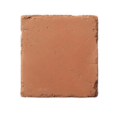 Terracotta square tile isolated on transparent background