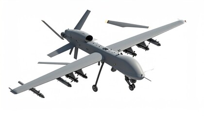 Gray military drone, isolated