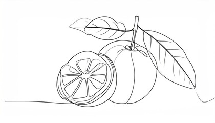 Simple line art of an orange and slice